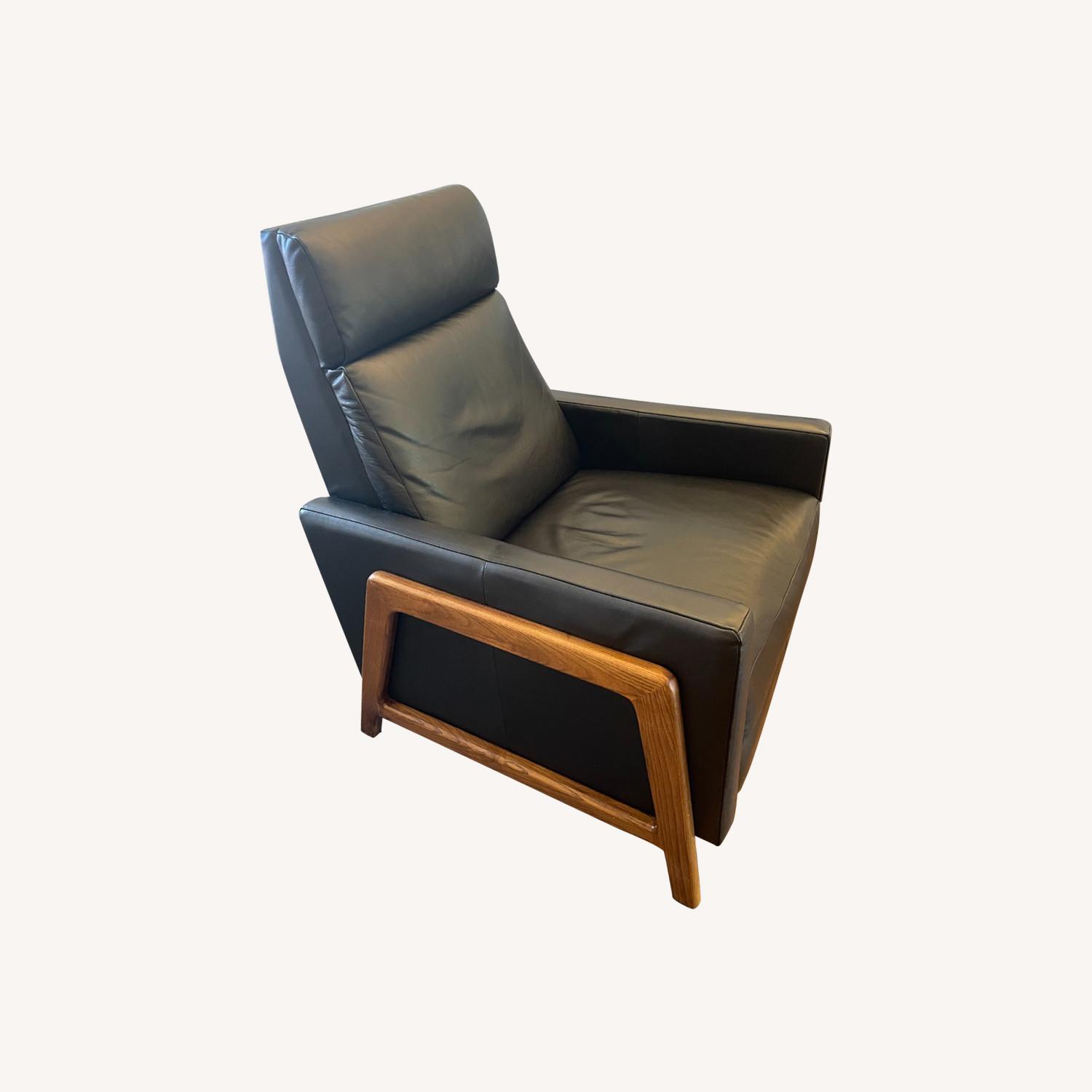 West Elm Spencer Black Leather Recliner - image-0