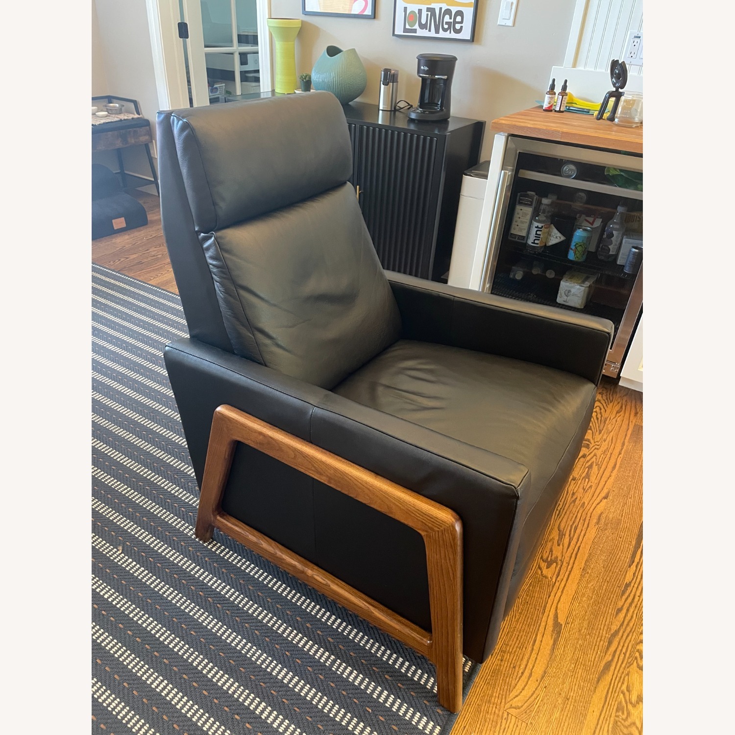 West Elm Spencer Black Leather Recliner - image-3