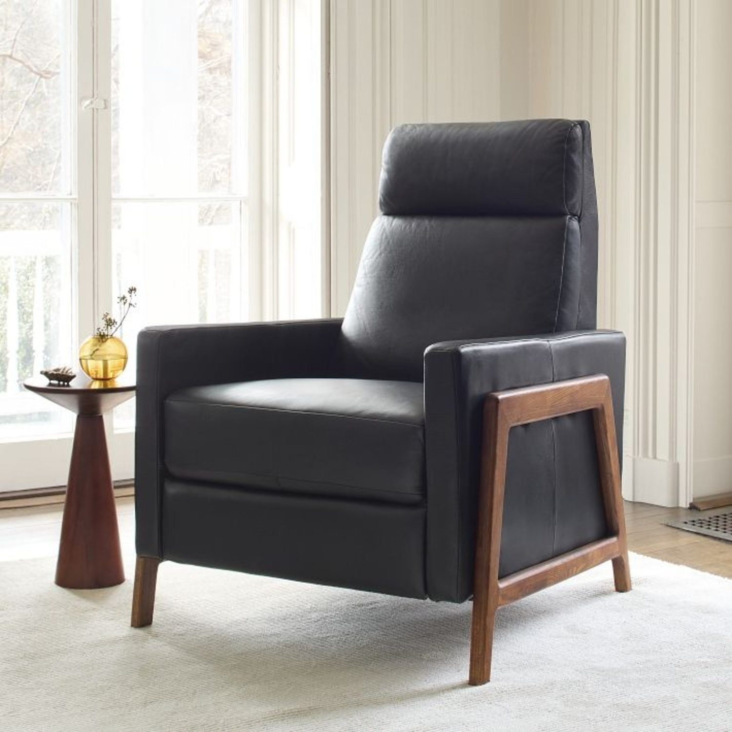West Elm Spencer Black Leather Recliner - image-5