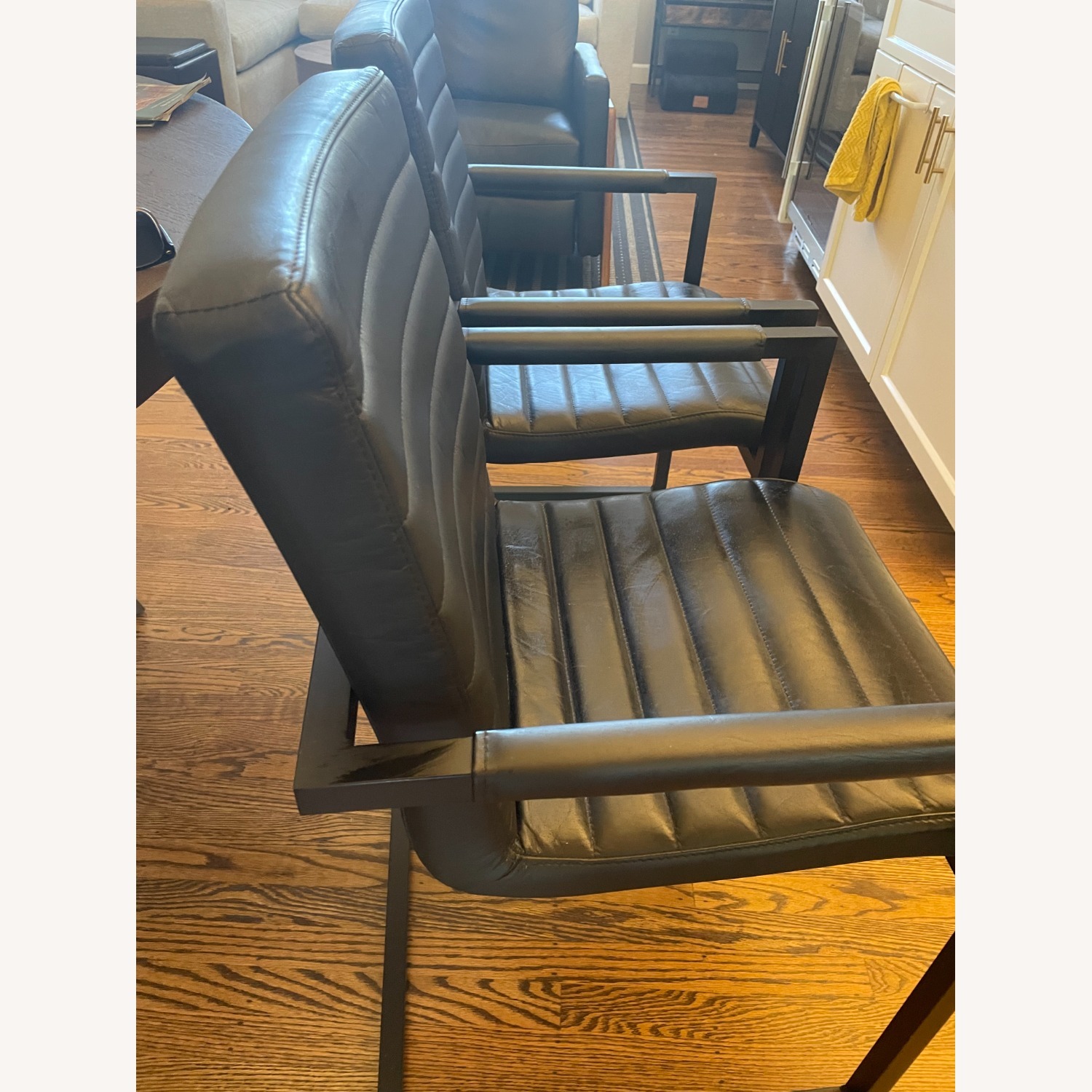 Pottery Barn Sabina Black Leather Office Chairs - image-4