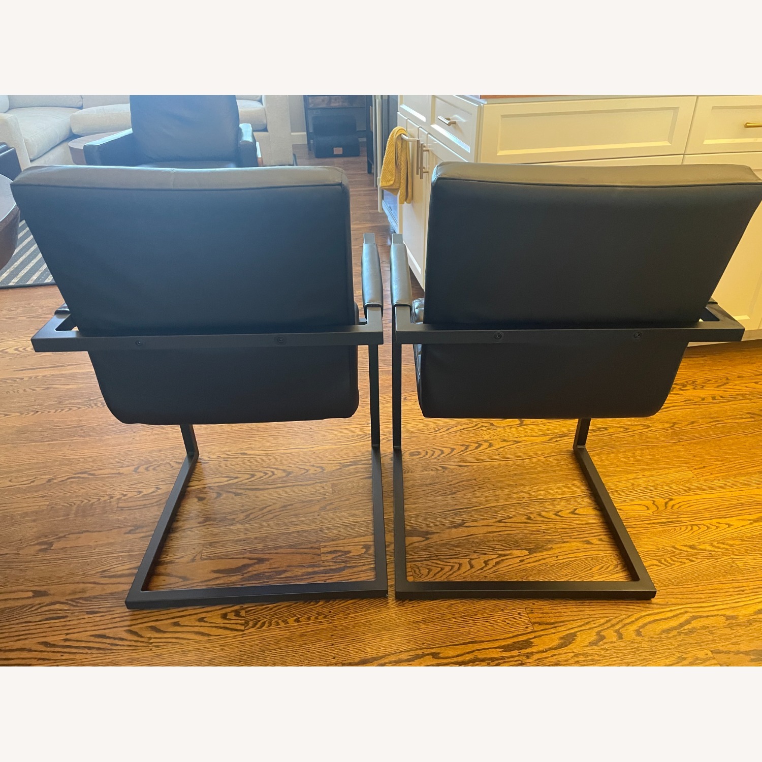 Pottery Barn Sabina Black Leather Office Chairs - image-2