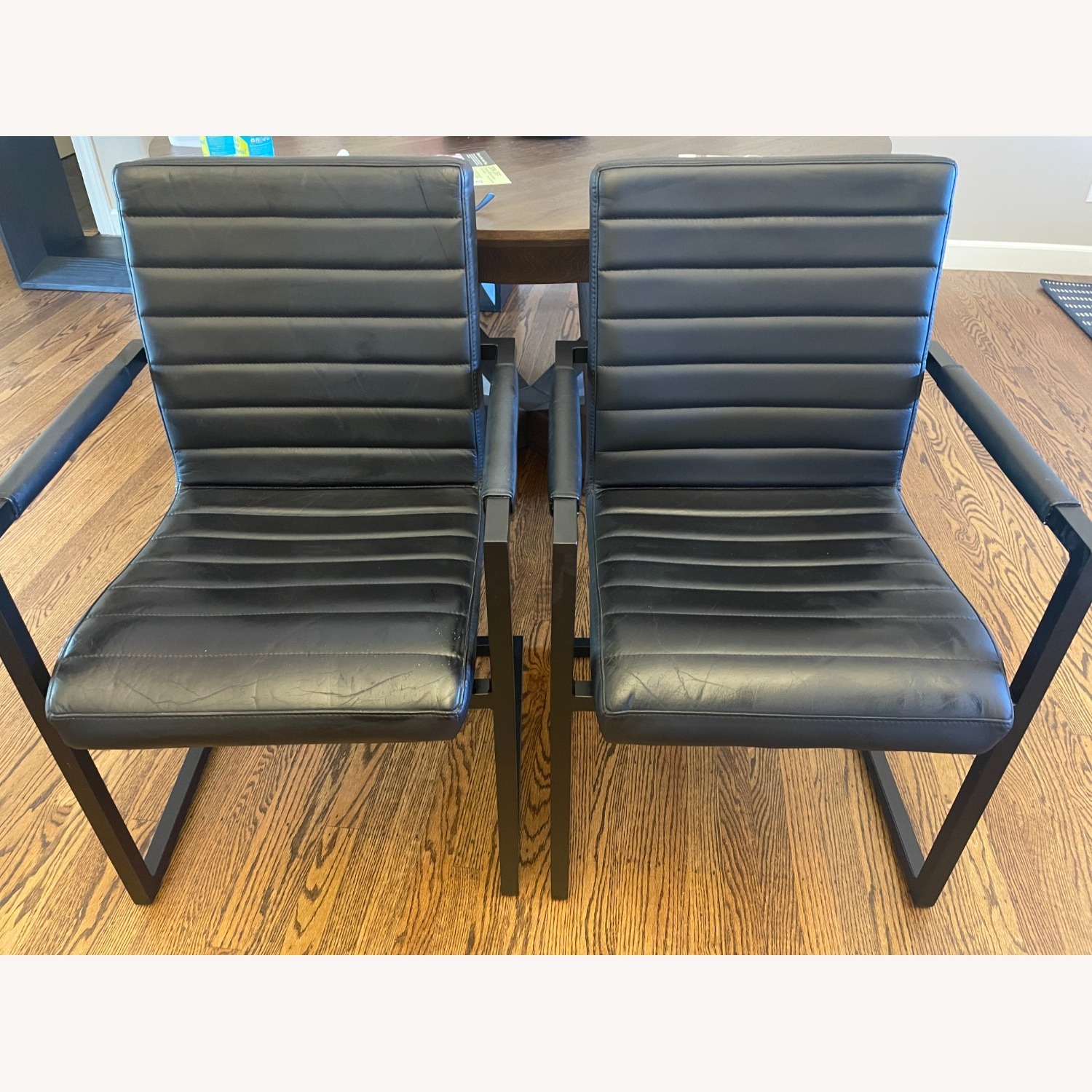 Pottery Barn Sabina Black Leather Office Chairs - image-1