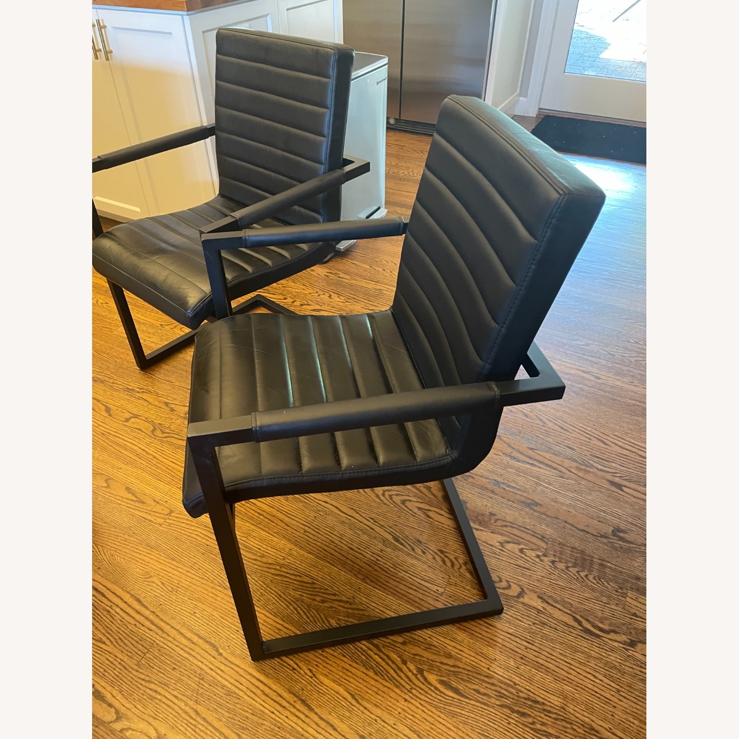 Pottery Barn Sabina Black Leather Office Chairs - image-3