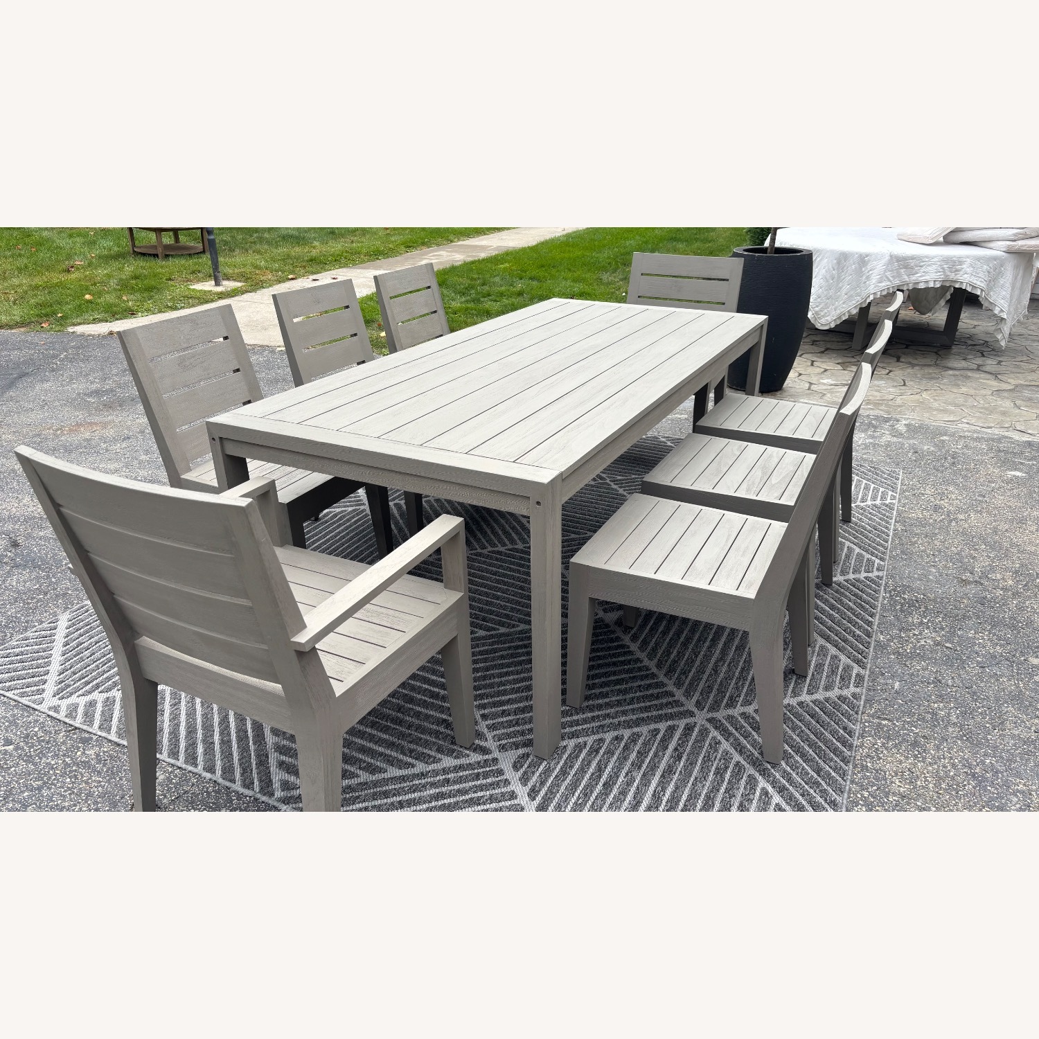 Restoration Hardware Belvedere Teak Table Set - image-5