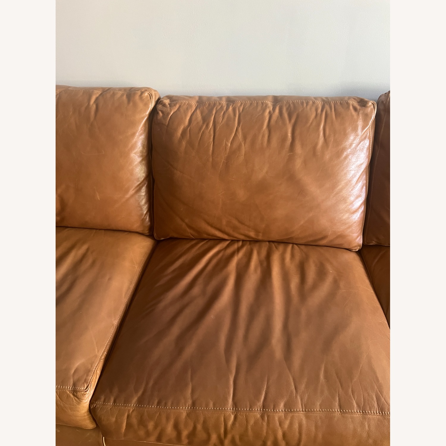 Crate & Barrel Light Brown Leather Barrett Queen Sleeper - image-7
