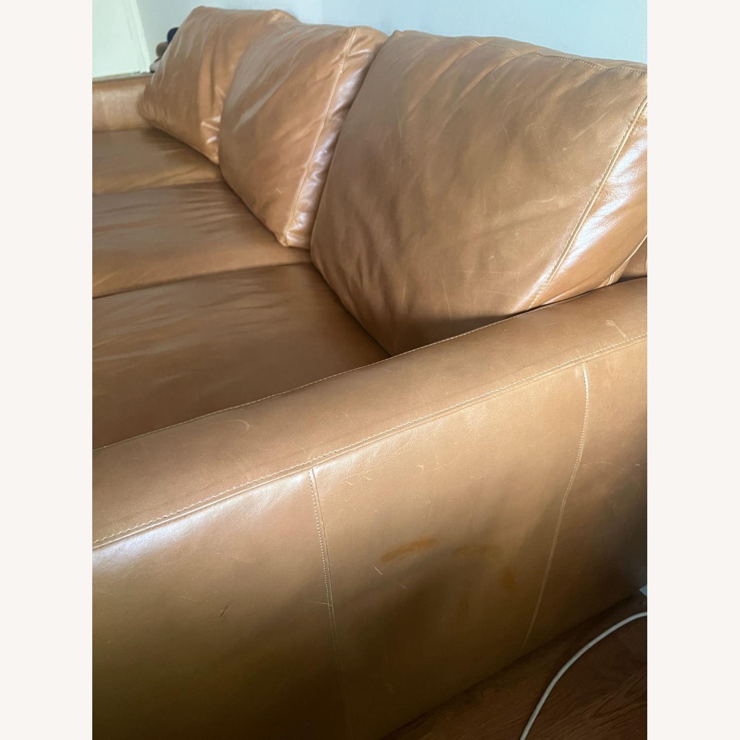 Crate & Barrel Light Brown Leather Barrett Queen Sleeper - image-3