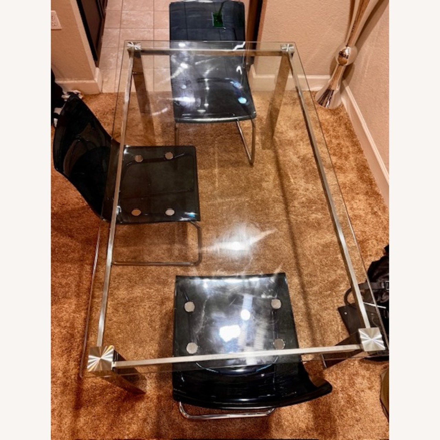 City Furniture Silver Glass Dining Table - image-2