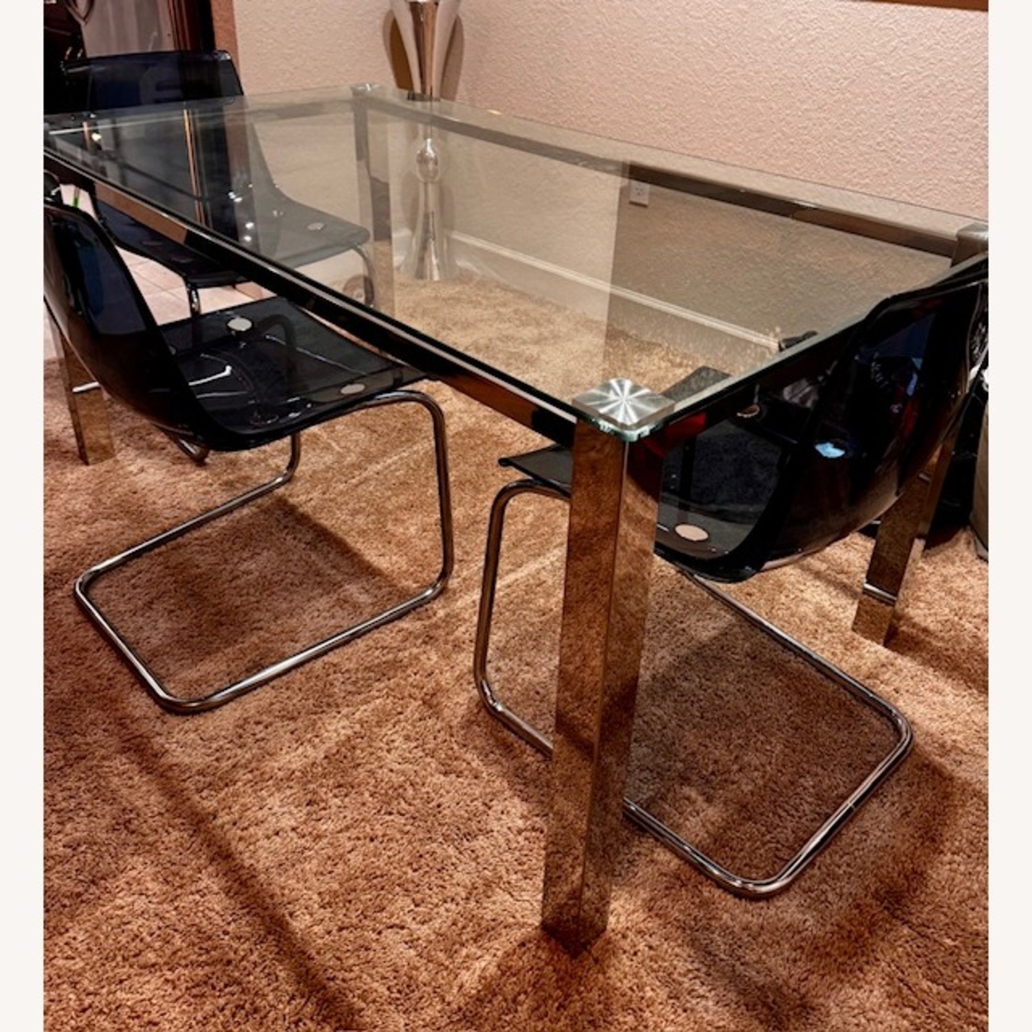 City Furniture Silver Glass Dining Table - image-1