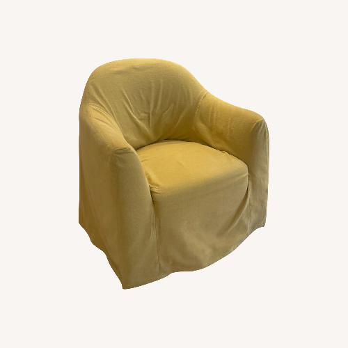 Used By Blasco Mustard Linen Armchair for sale on AptDeco