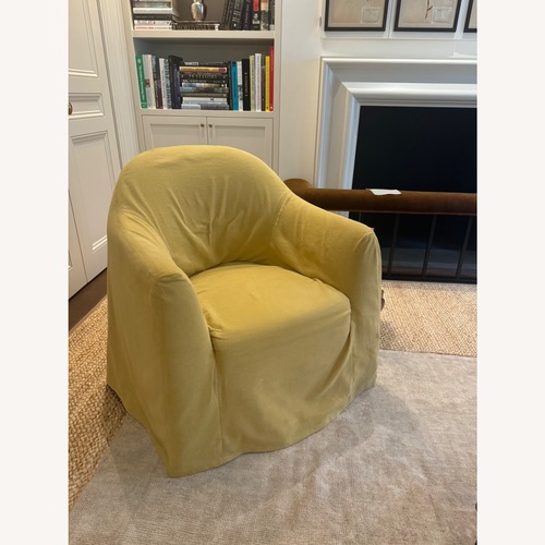 Used By Blasco Mustard Linen Armchair for sale on AptDeco