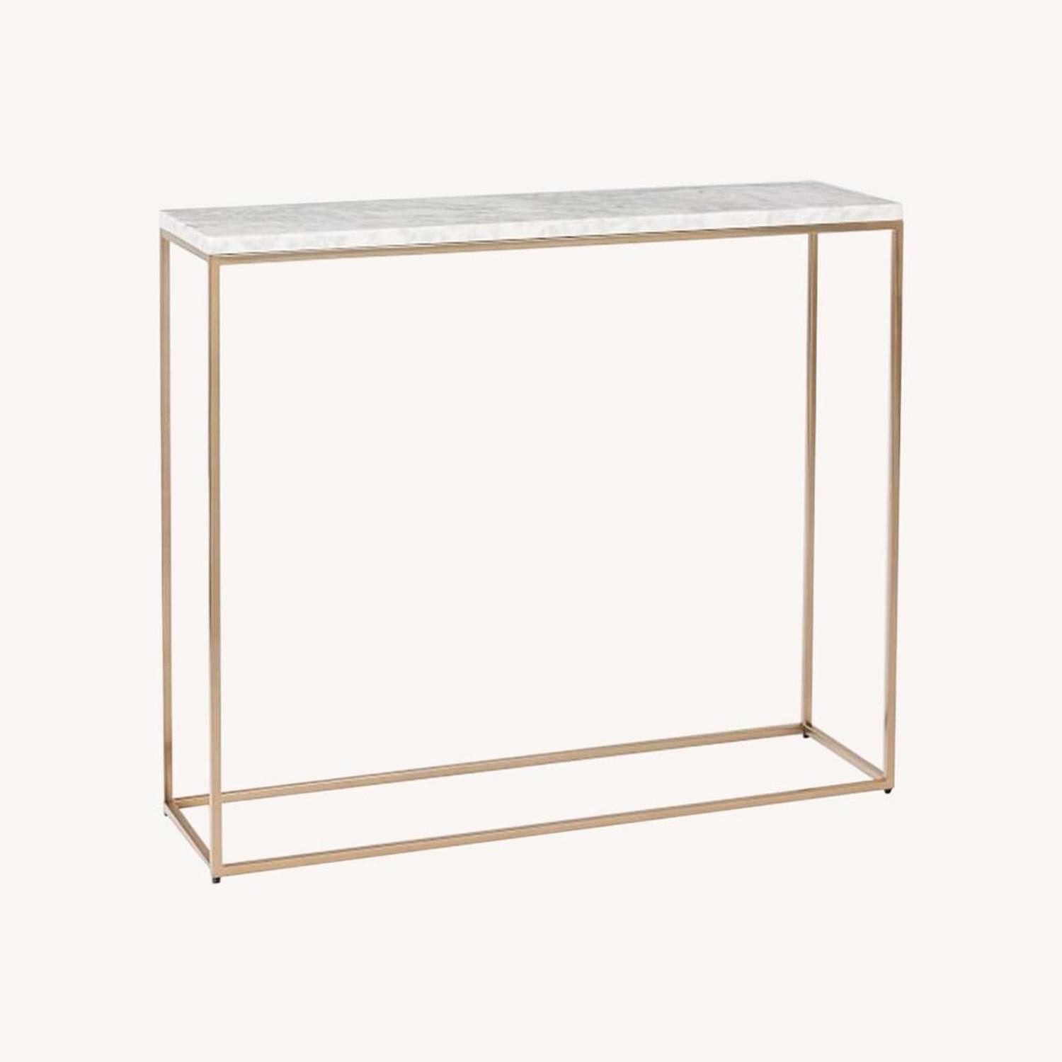West Elm Streamline Console, Marble, Light Bronze - image-0