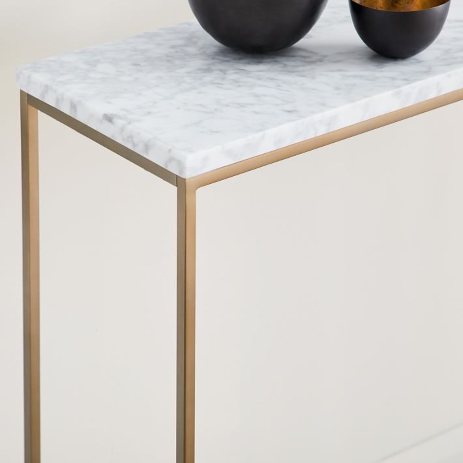 West Elm Streamline Console, Marble, Light Bronze - image-2