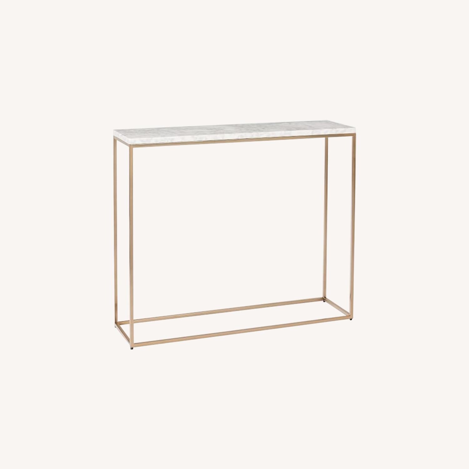 West Elm Streamline Console, Marble, Light Bronze - image-4