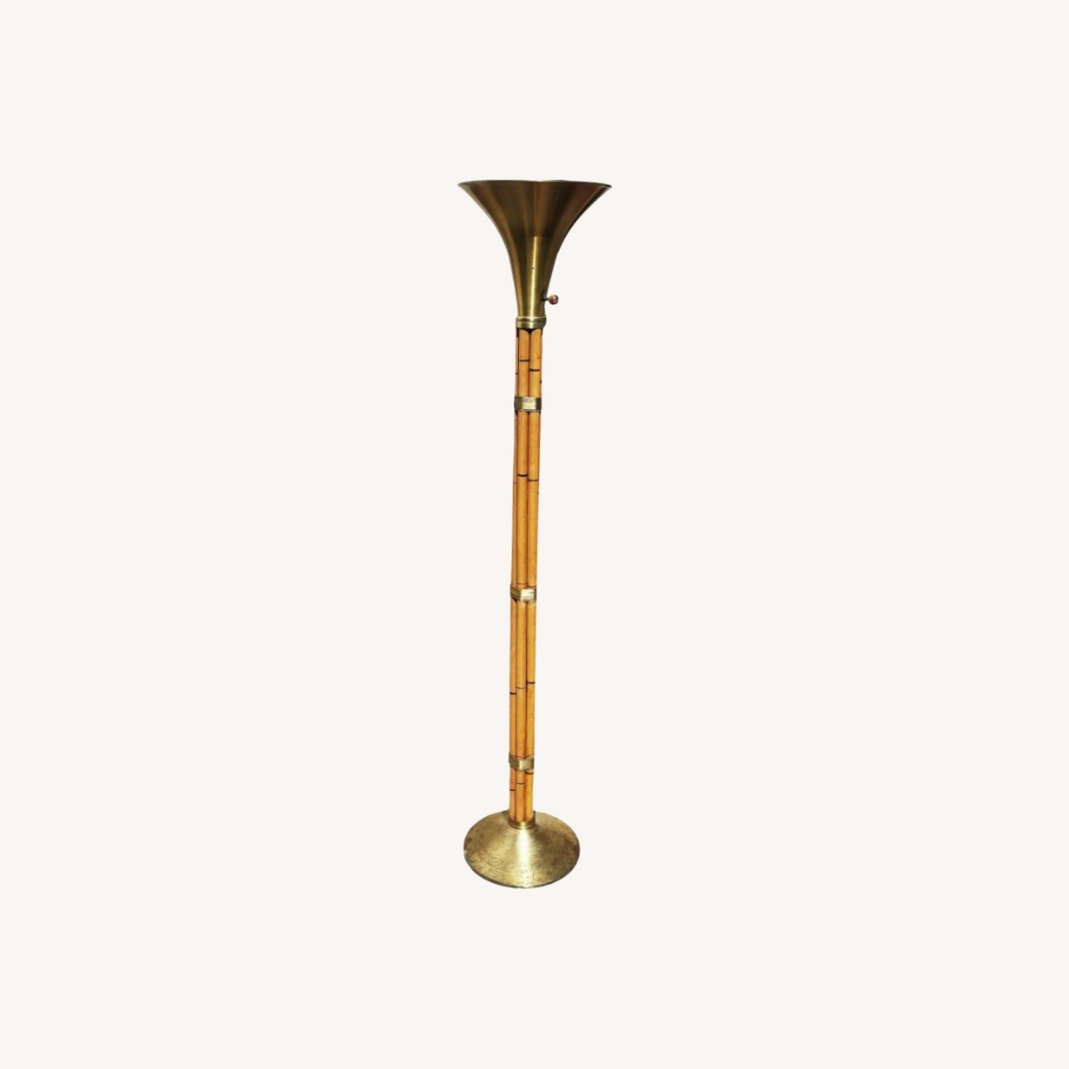 Vintage Russell Wright Bamboo Torchiere Floor Lamp - image-0