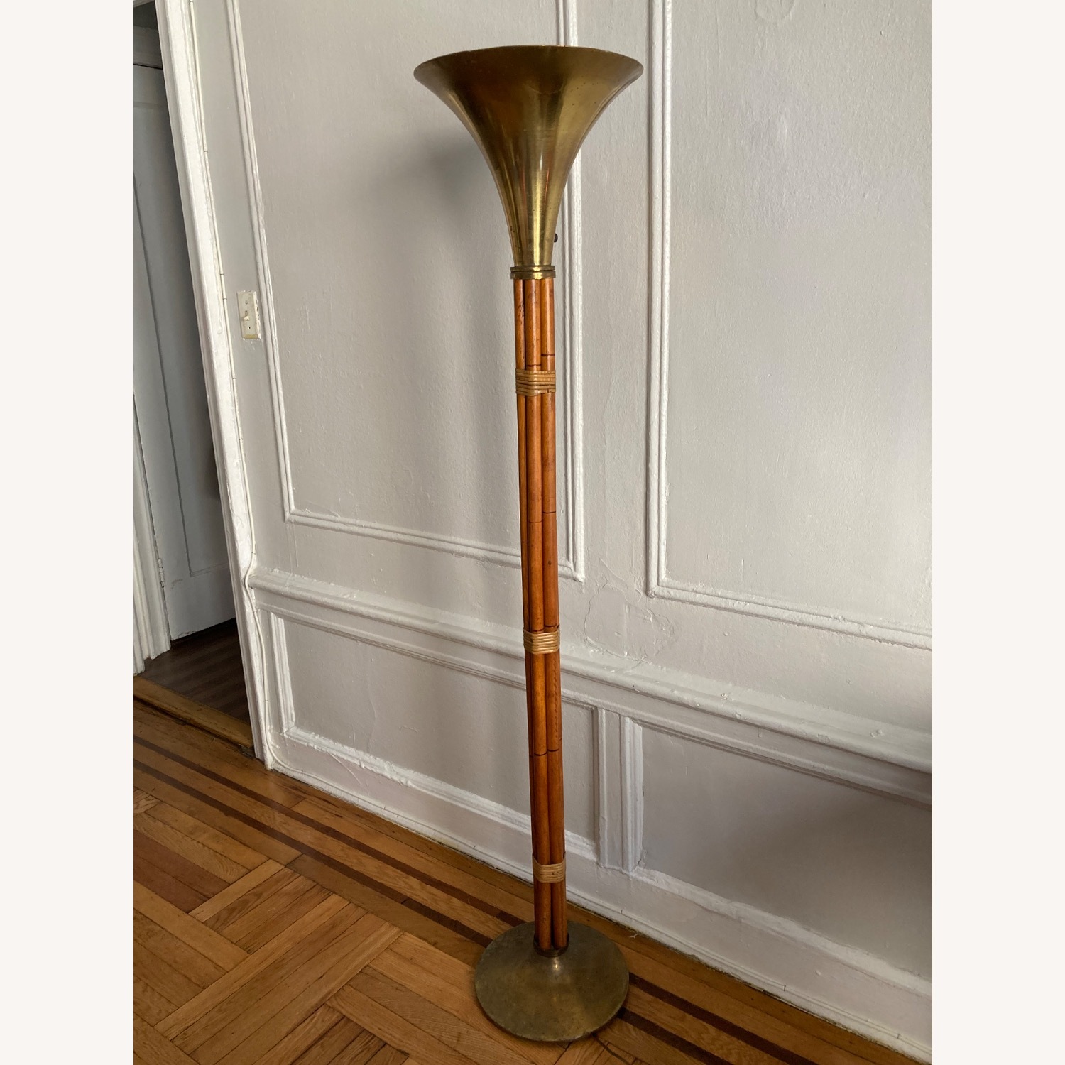 Vintage Russell Wright Bamboo Torchiere Floor Lamp - image-3