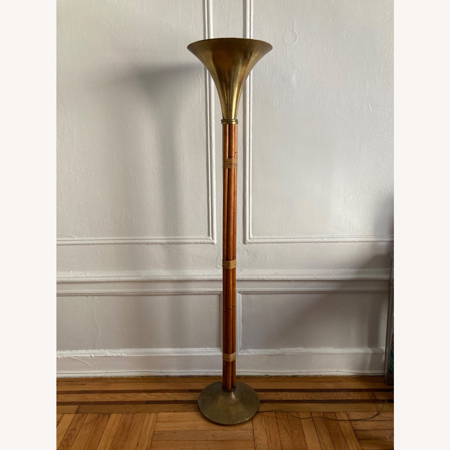 Vintage Russell Wright Bamboo Torchiere Floor Lamp - image-1
