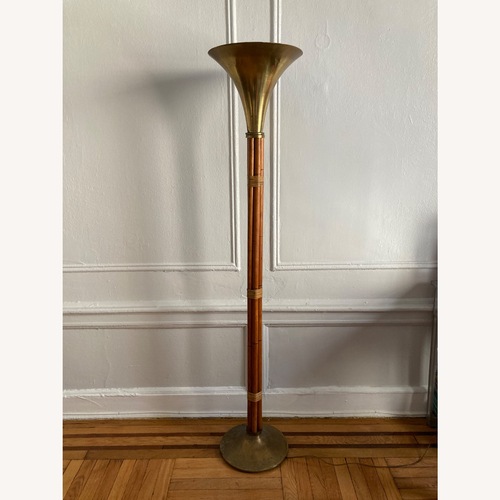 Used Vintage Russell Wright Bamboo Torchiere Floor Lamp for sale on AptDeco