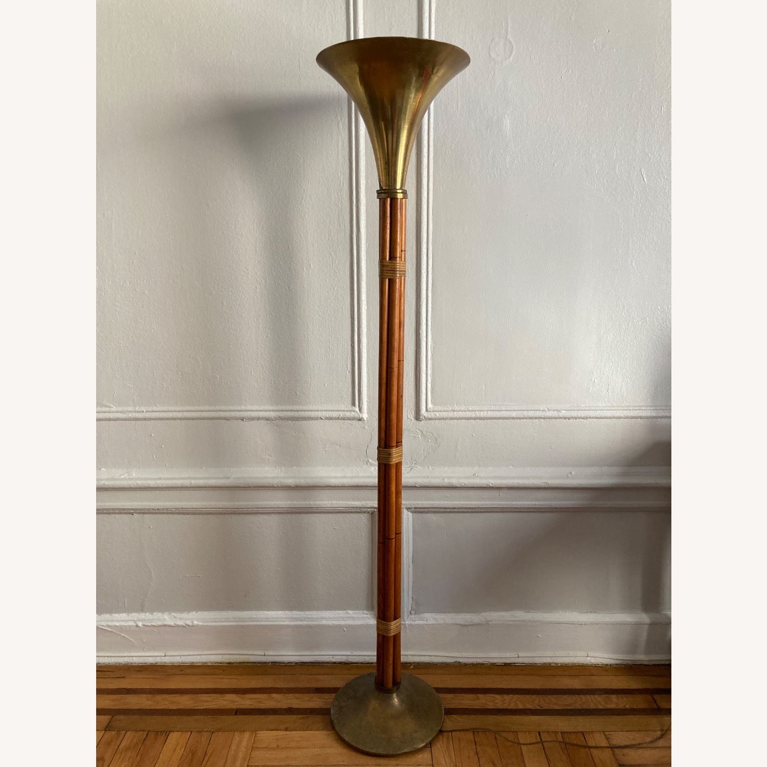 Vintage Russell Wright Bamboo Torchiere Floor Lamp - image-2