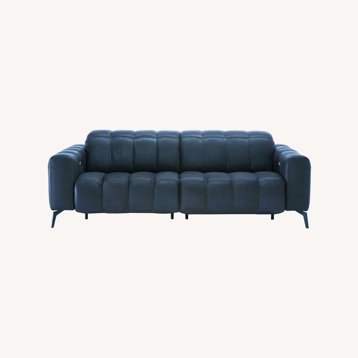 Natuzzi Editions Portento Blue Velvet Sofa 91" - image-0