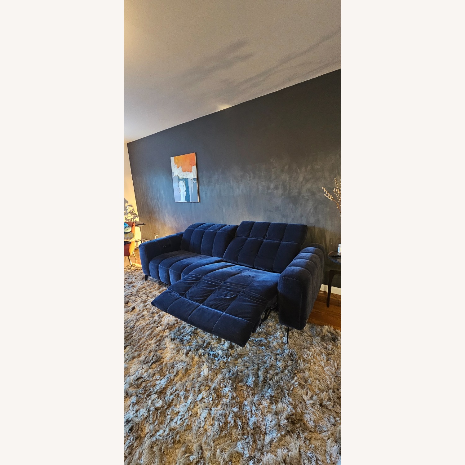 Natuzzi Editions Portento Blue Velvet Sofa 91" - image-5