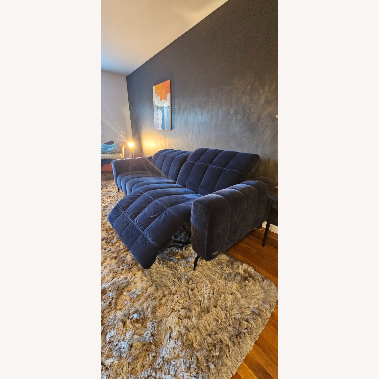 Natuzzi Editions Portento Blue Velvet Sofa 91" - image-7