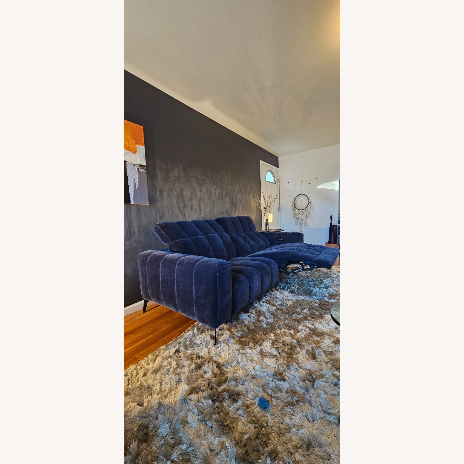 Natuzzi Editions Portento Blue Velvet Sofa 91" - image-14