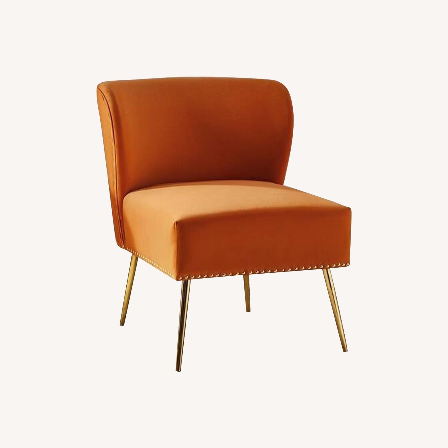 HULALA Home Orange Accent Chair Gold Accent - image-0