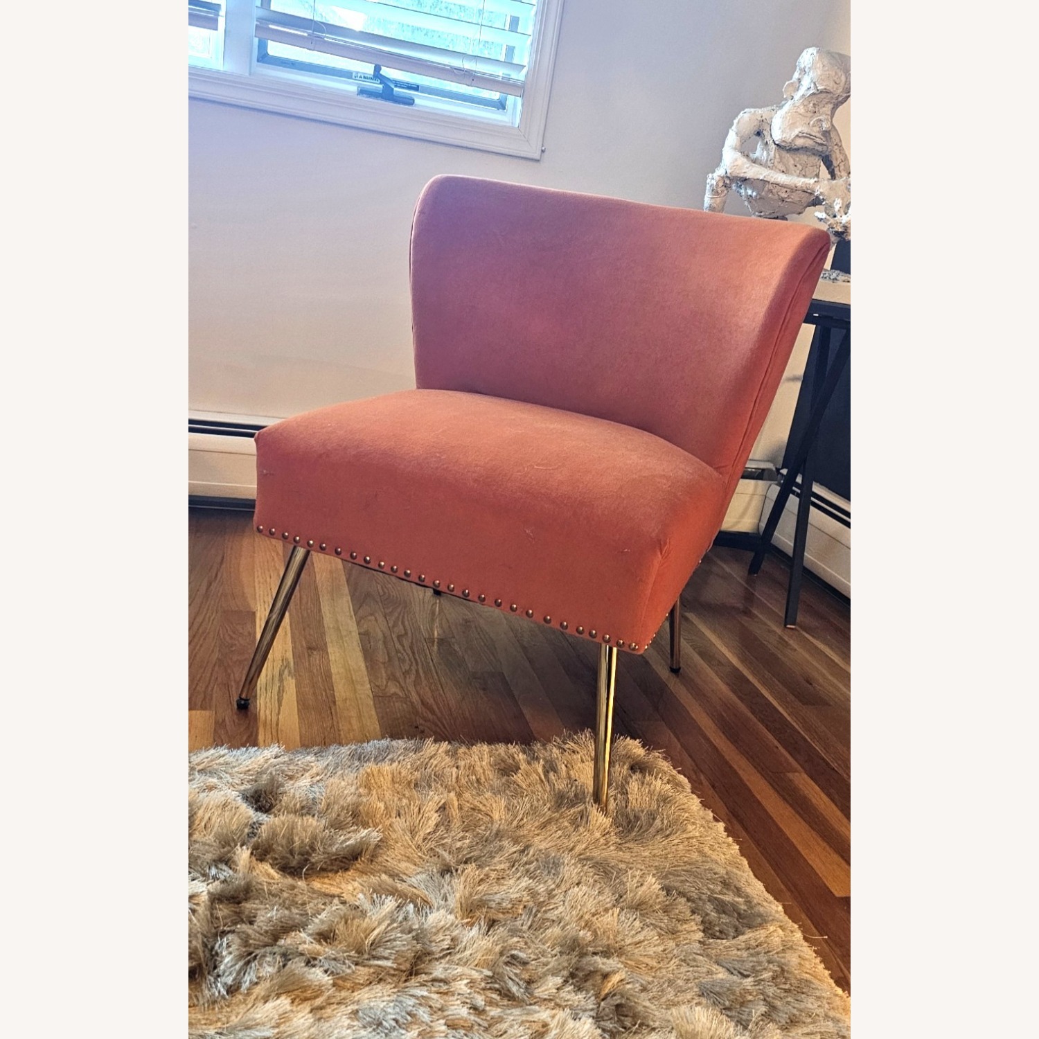 HULALA Home Orange Accent Chair Gold Accent - image-3