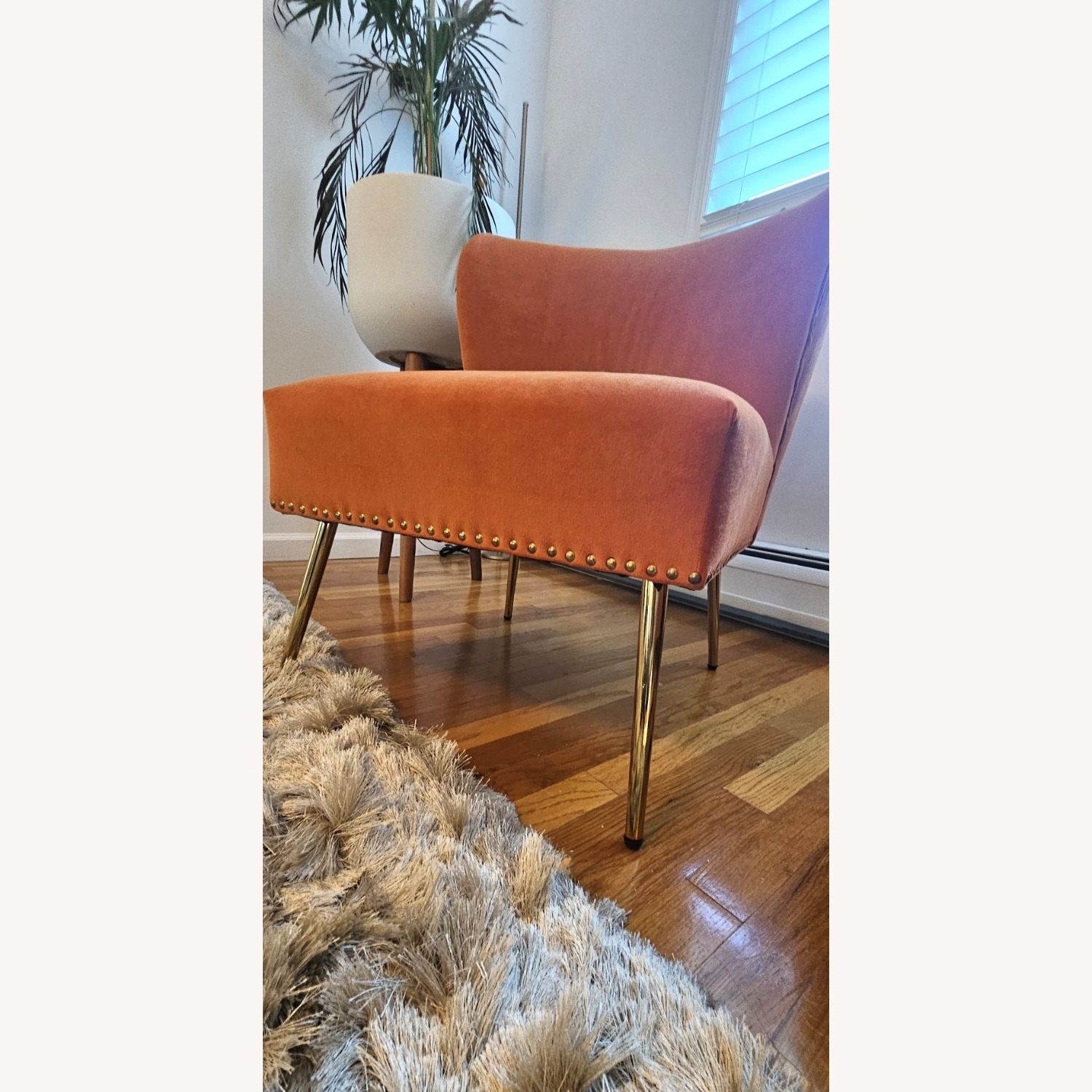 HULALA Home Orange Accent Chair Gold Accent - image-6