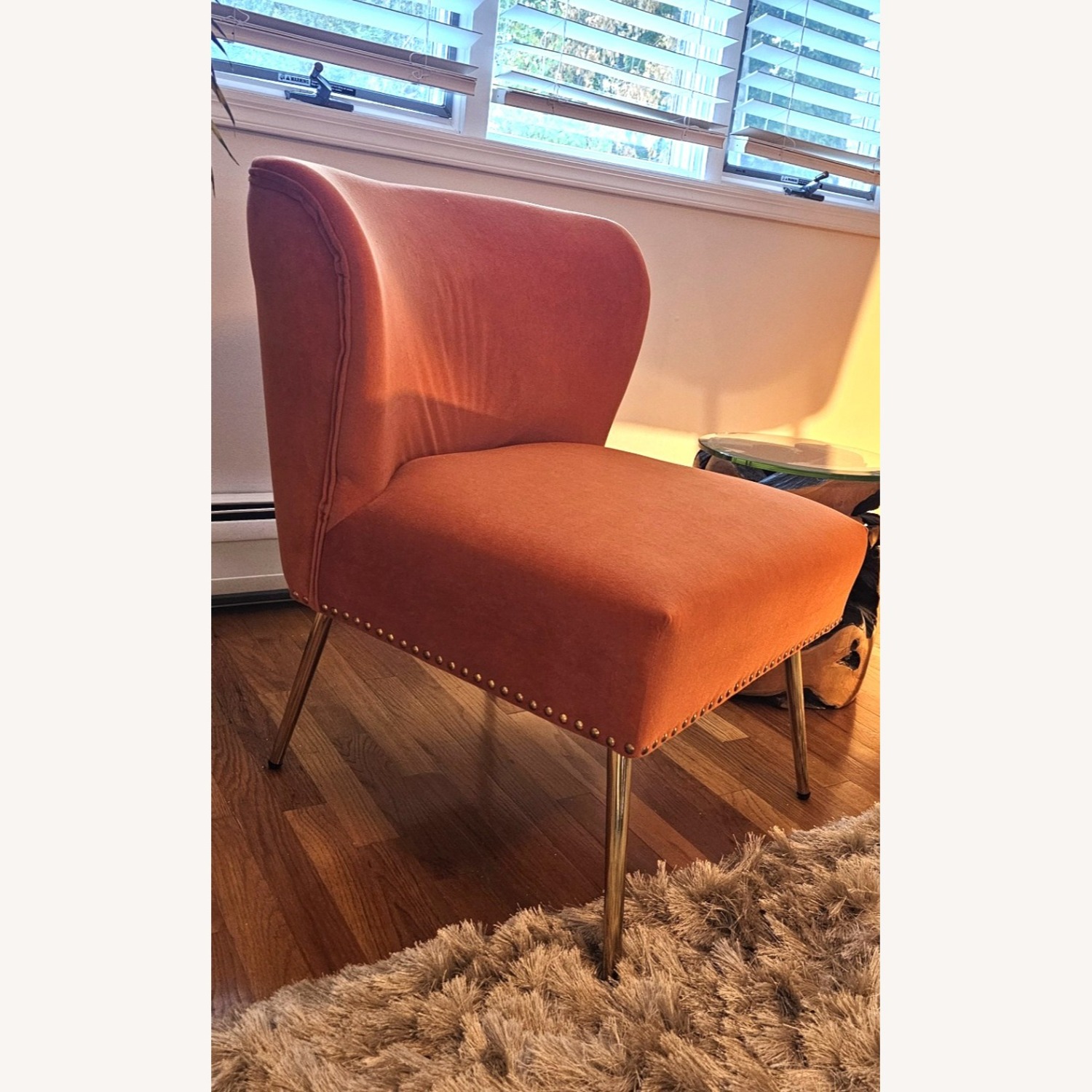 HULALA Home Orange Accent Chair Gold Accent - image-1