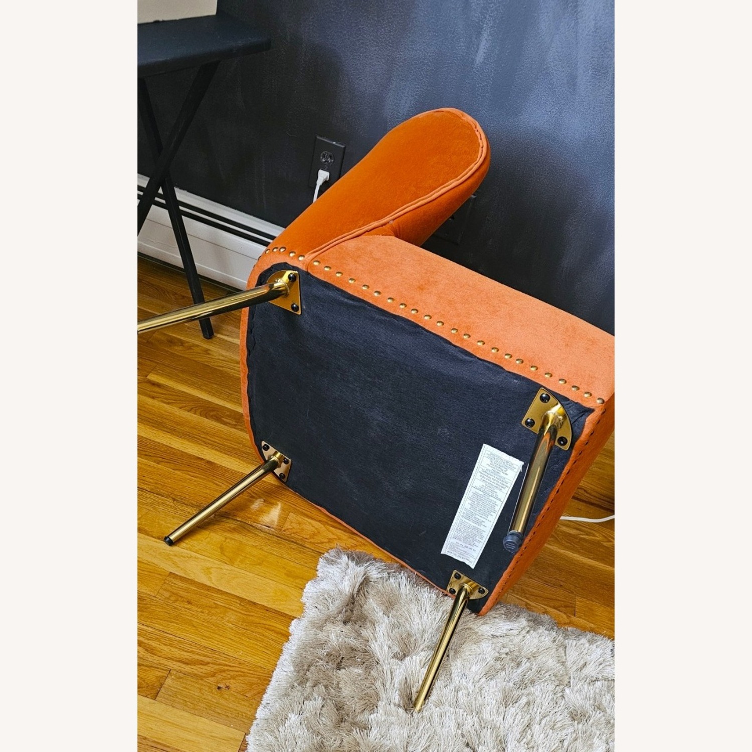 HULALA Home Orange Accent Chair Gold Accent - image-5