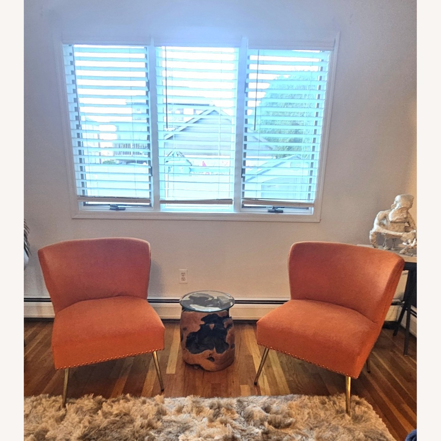 HULALA Home Orange Accent Chair Gold Accent - image-2