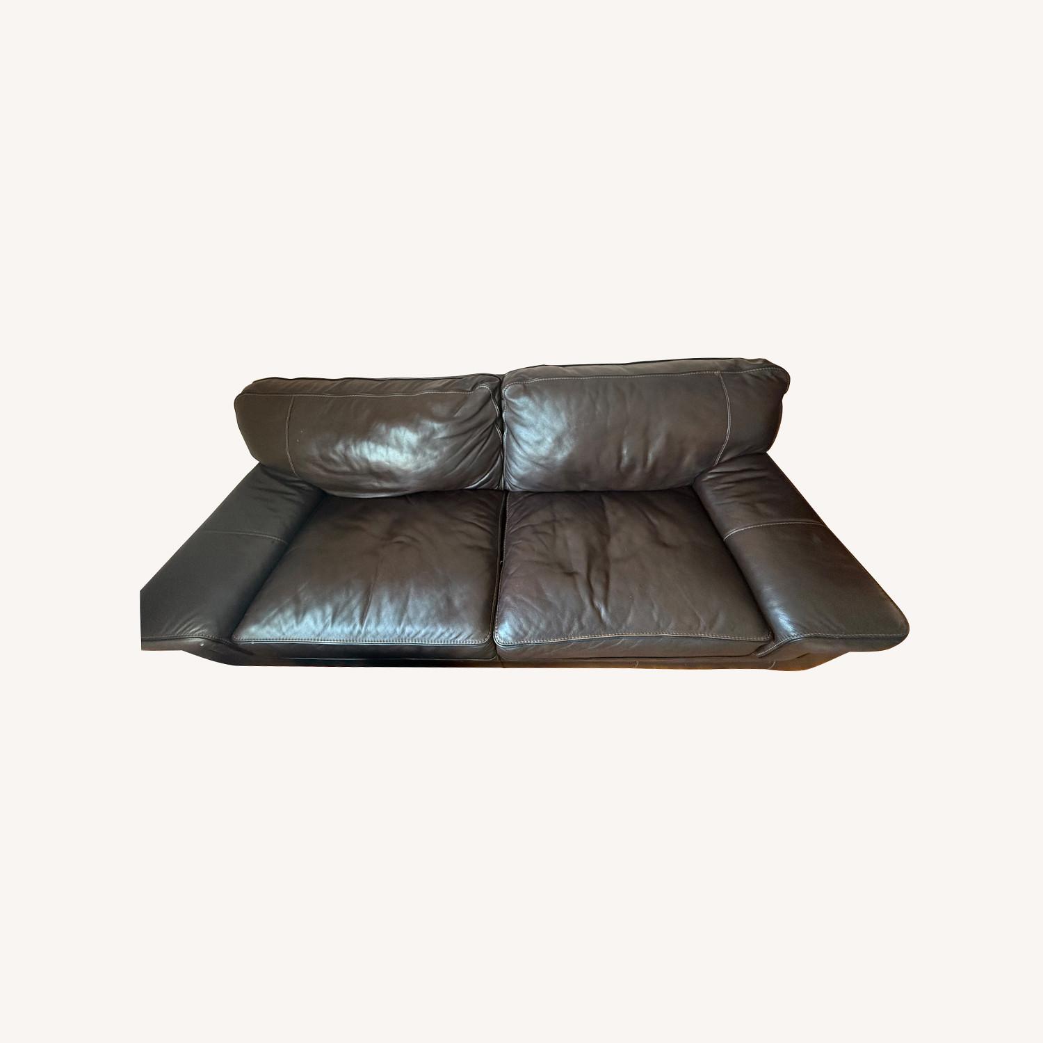 Dark Brown Leather 3+ Seater Sofa - image-0