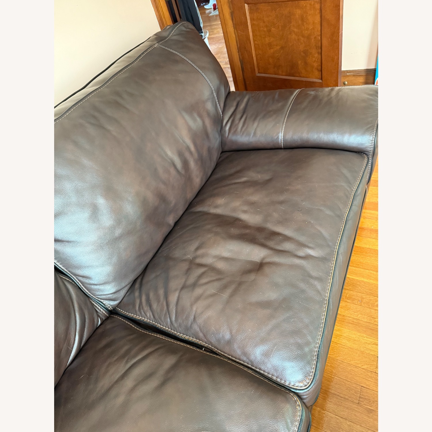 Dark Brown Leather 3+ Seater Sofa - image-3