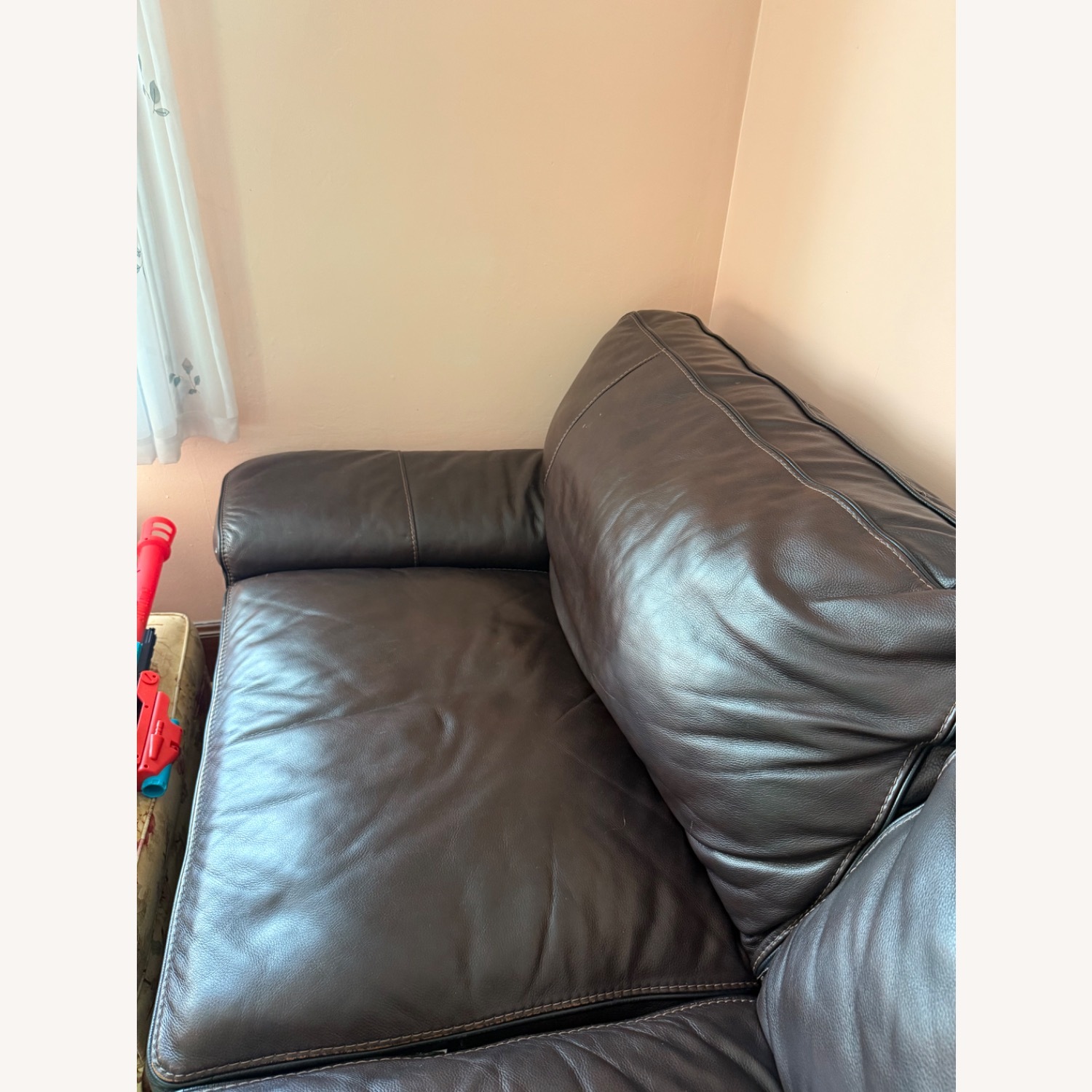 Dark Brown Leather 3+ Seater Sofa - image-2