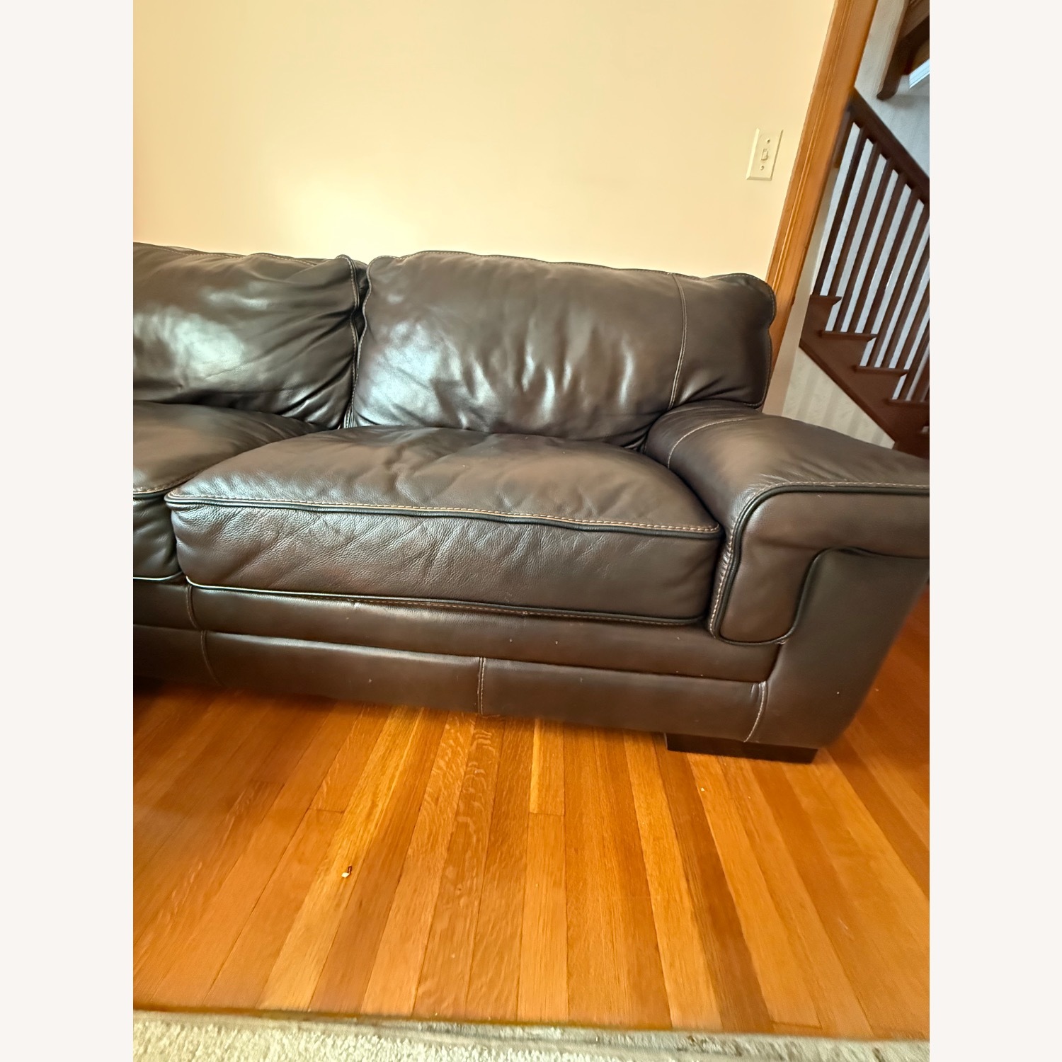 Dark Brown Leather 3+ Seater Sofa - image-4