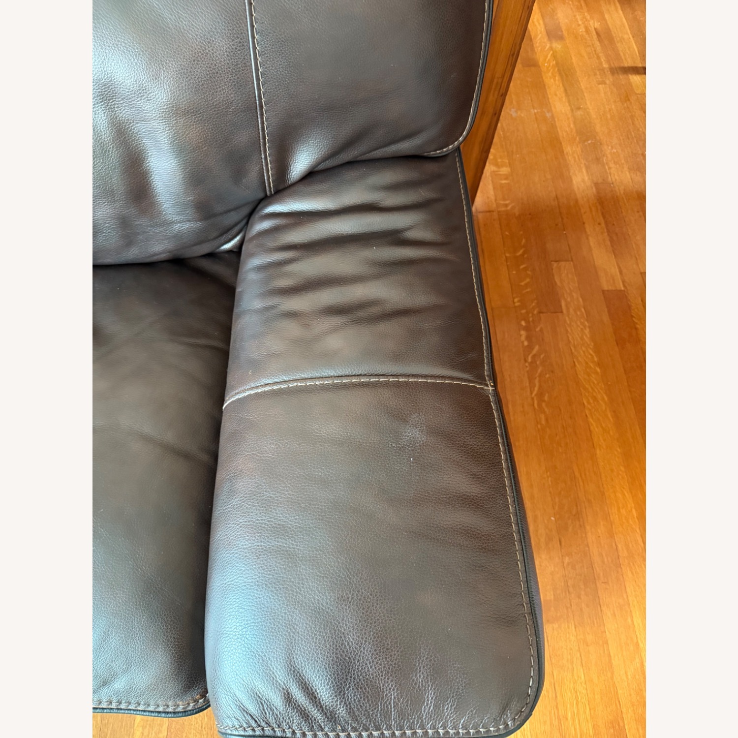 Dark Brown Leather 3+ Seater Sofa - image-5