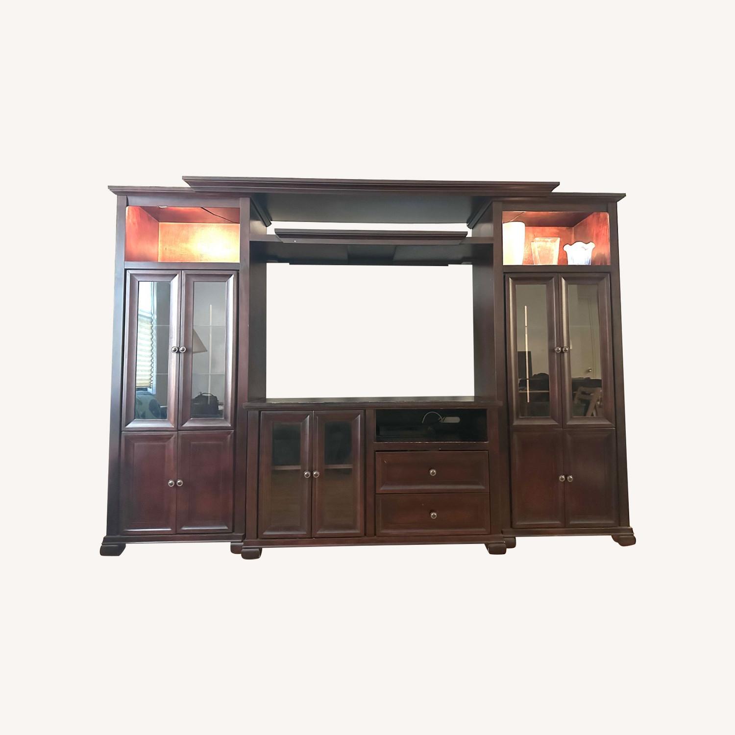 Raymour & Flanigan Mahogany Wood Wall Unit - image-0