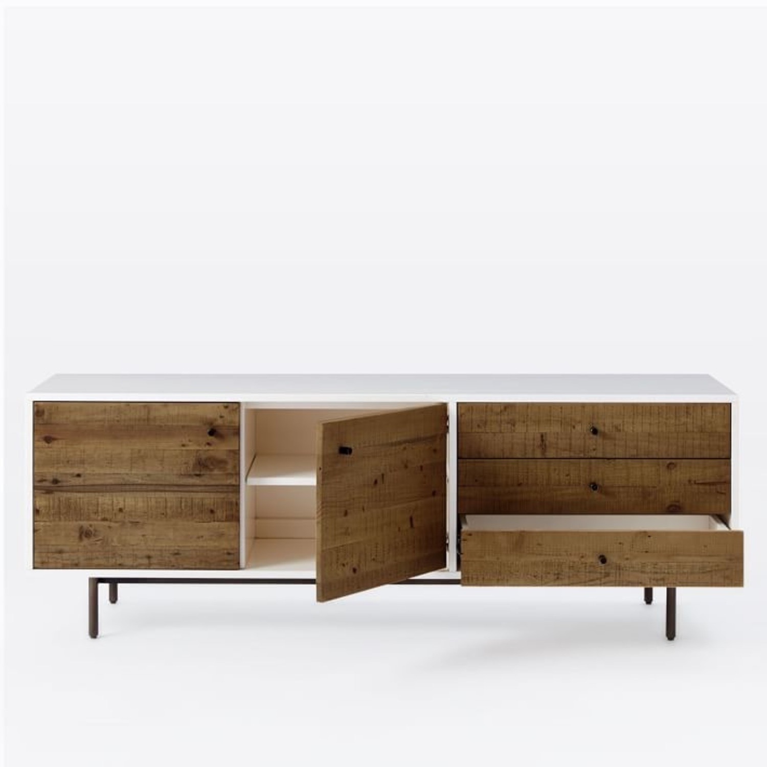 West Elm Reclaimed Wood & Lacquer Media Console (70 ") - image-1