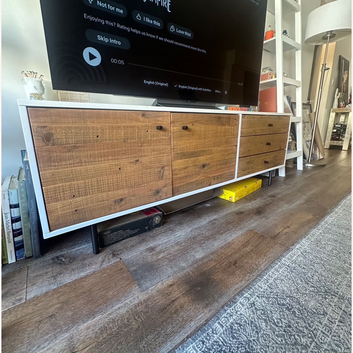 West Elm Reclaimed Wood & Lacquer Media Console (70 ") - image-3