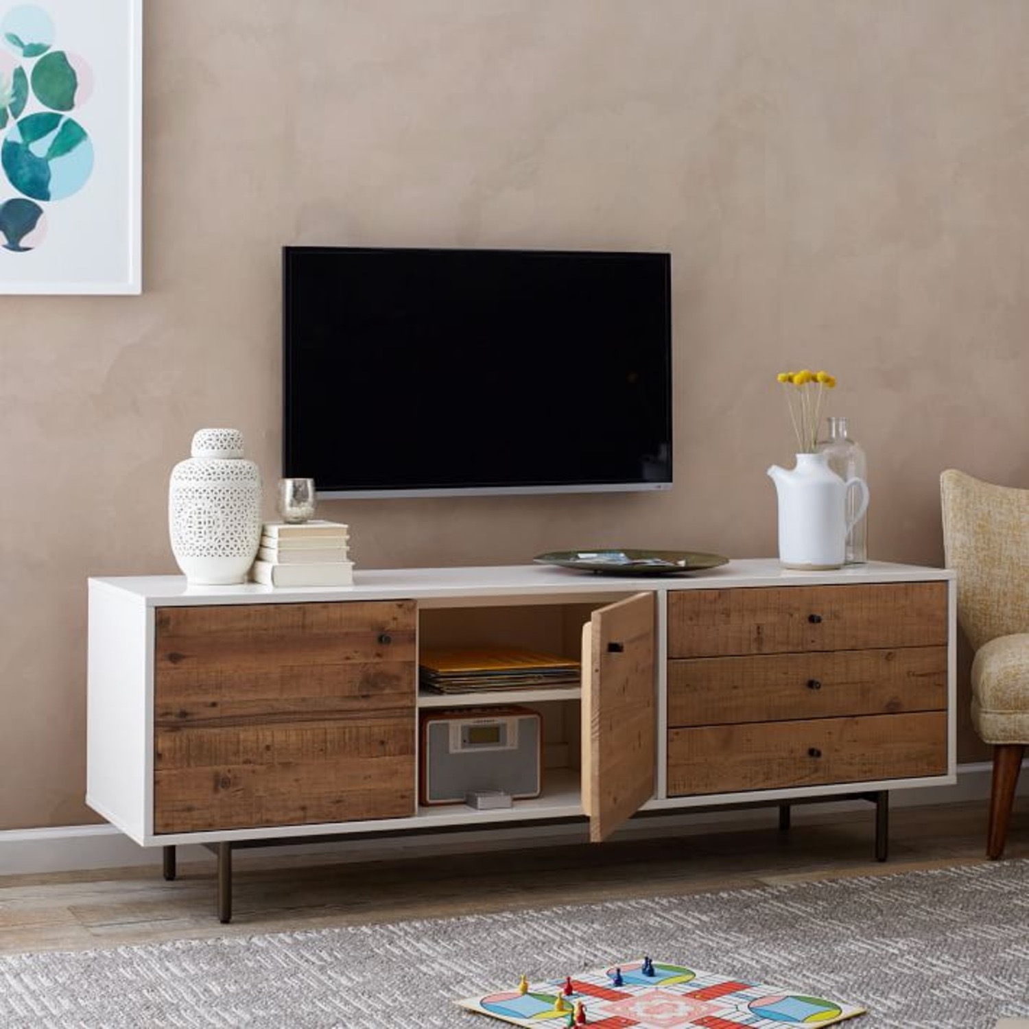 West Elm Reclaimed Wood & Lacquer Media Console (70 ") - image-2