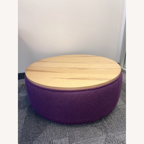 Used Purple Fabric/Wood Coffee Table for sale on AptDeco