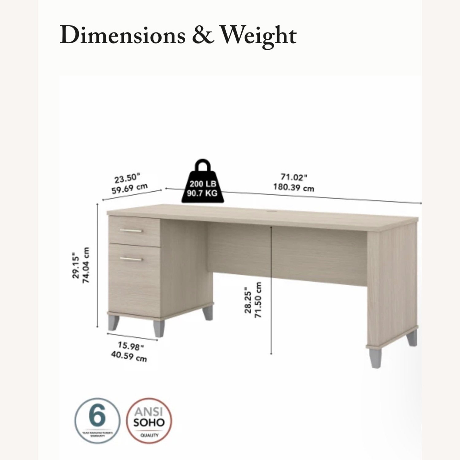 Bush Furniture Somerset 72” Office Desk - image-5