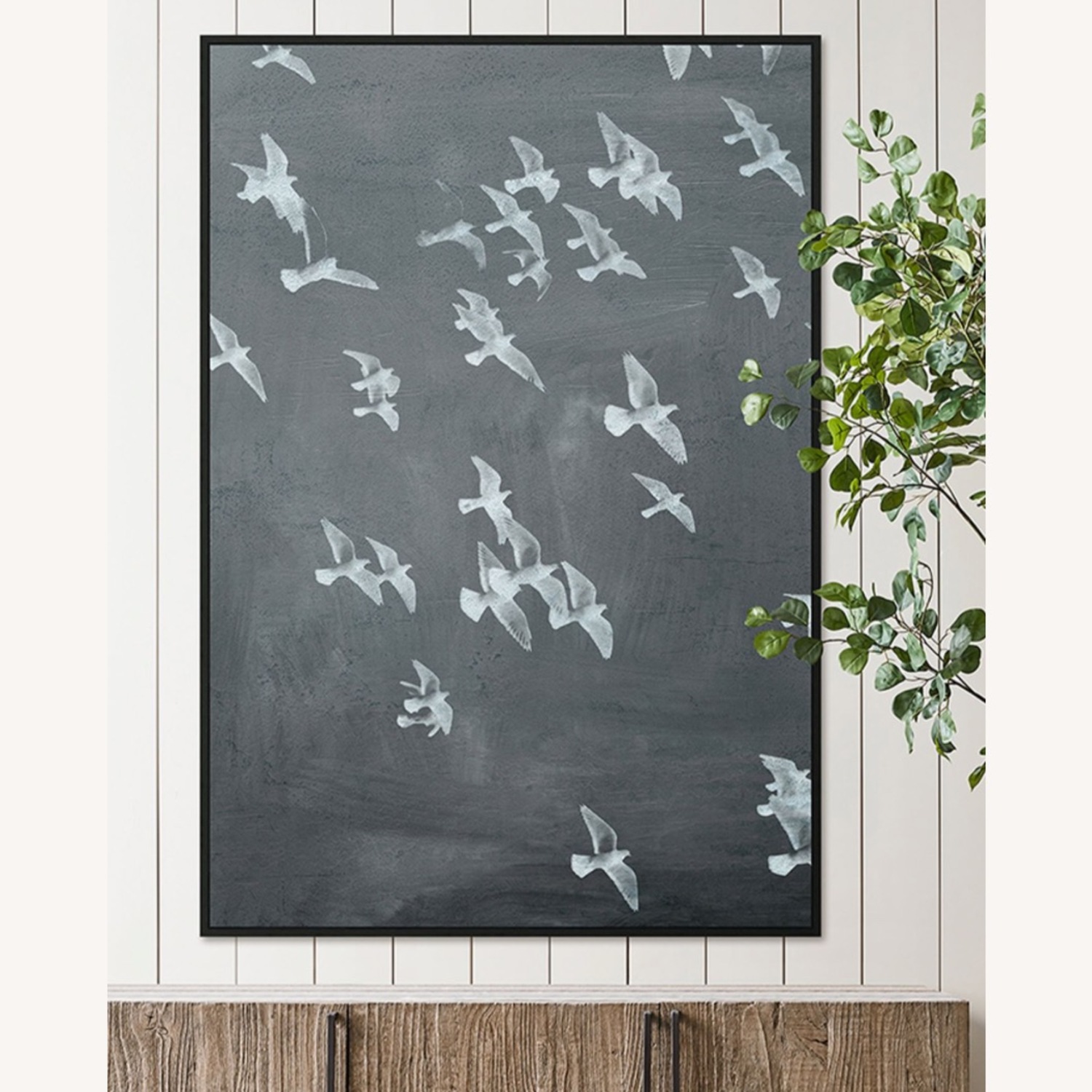 Pottery Barn Graphite Flock Framed Wall Art Prints - image-12