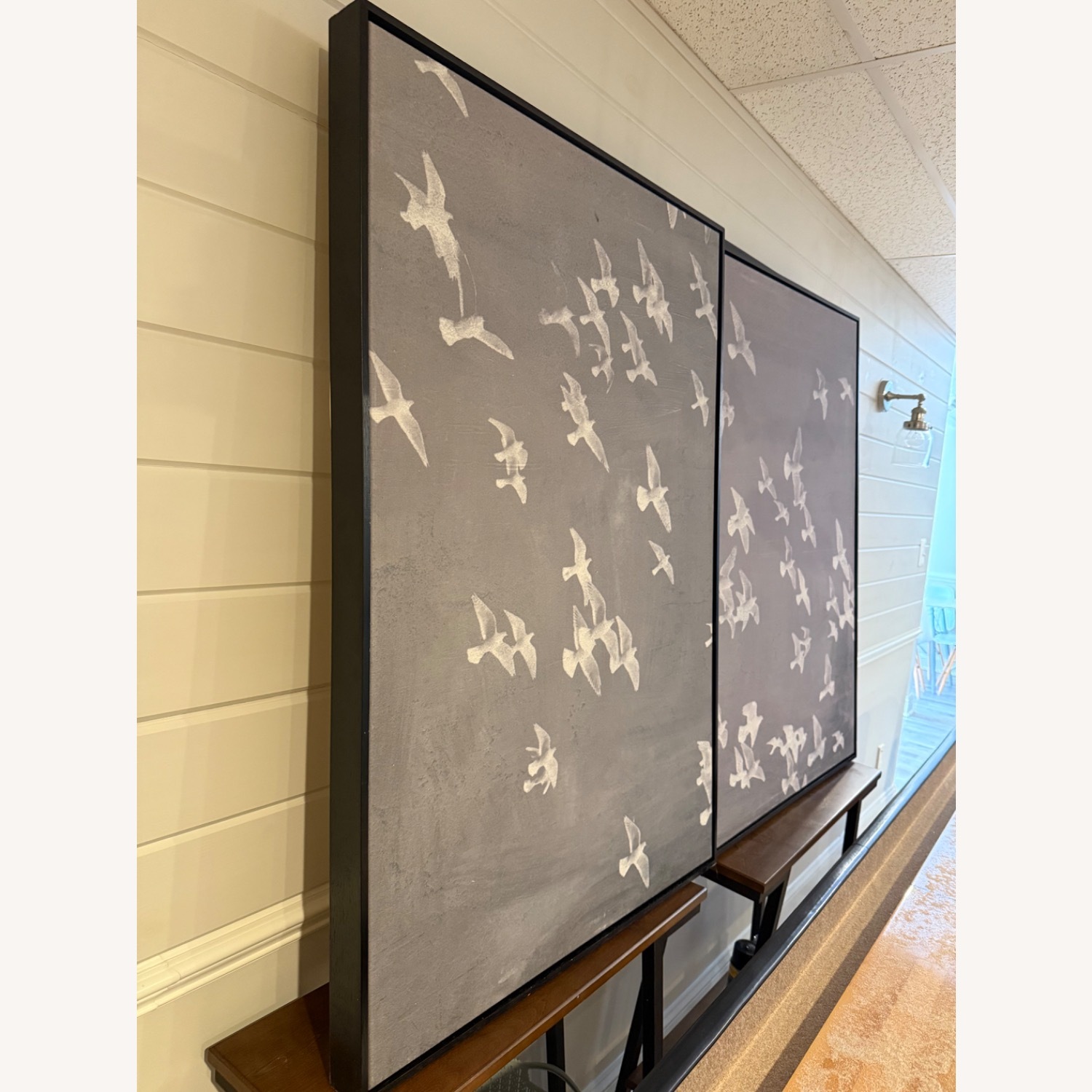 Pottery Barn Graphite Flock Framed Wall Art Prints - image-9