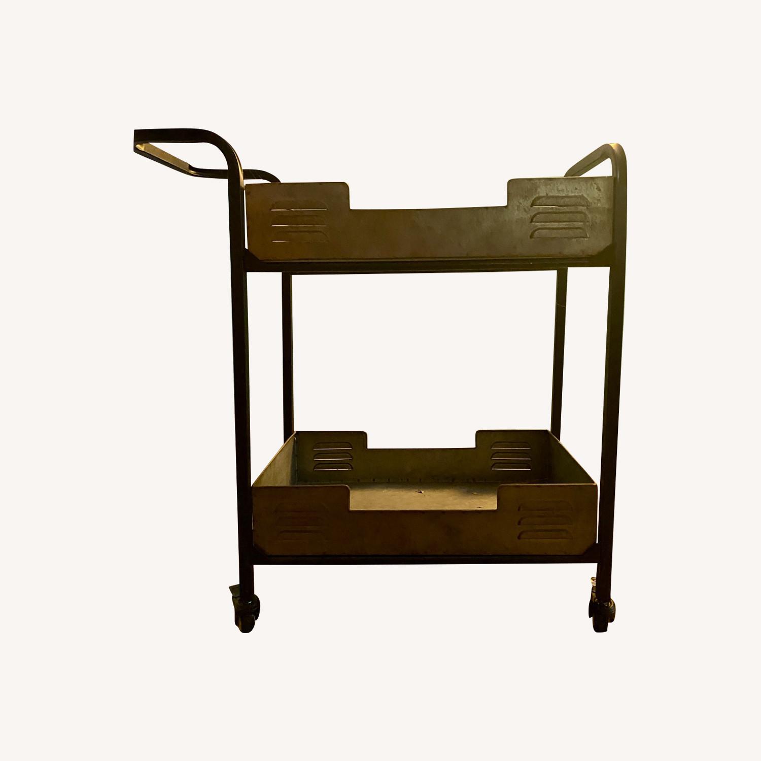 Vintage/Antique Light Gray Metal Bar Cart - image-0