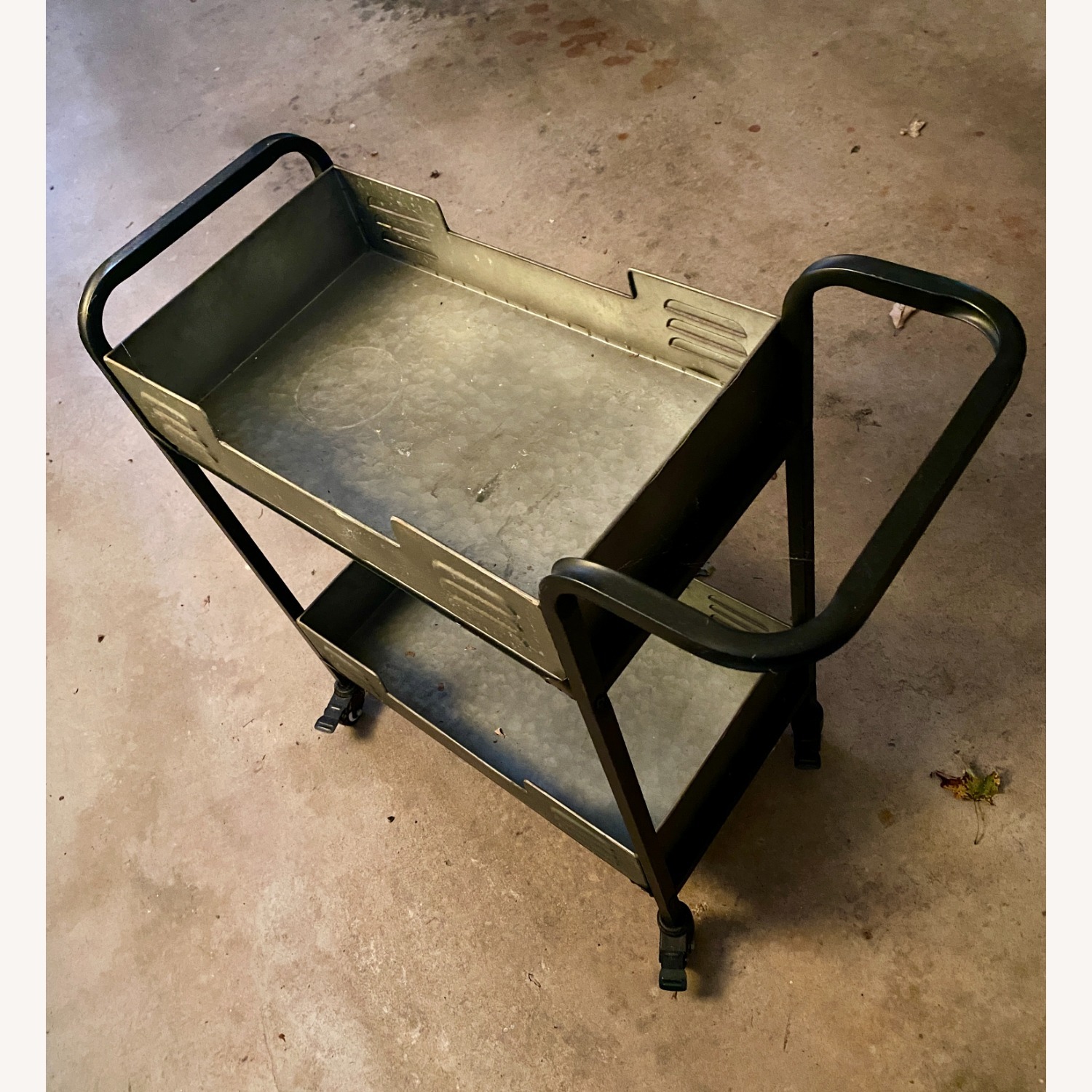 Vintage/Antique Light Gray Metal Bar Cart - image-2