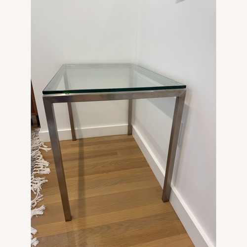 Used Room & Board Rand Silver Metal/Glass Side Table for sale on AptDeco