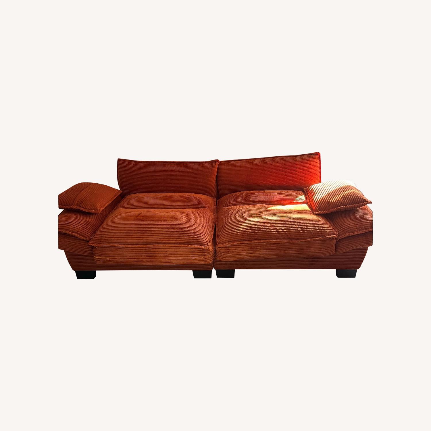Vintage/Antique Orange 2 Seater Sofa - image-0