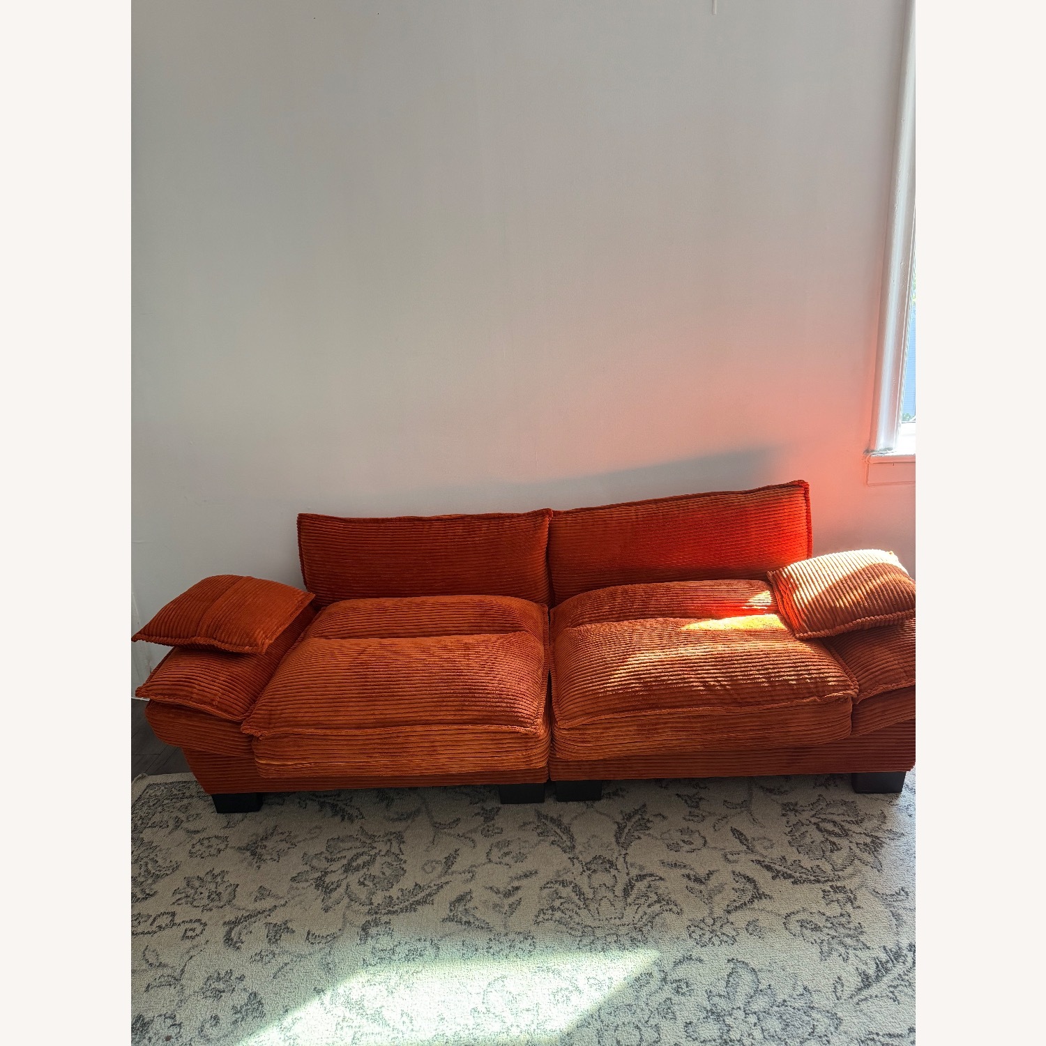 Vintage/Antique Orange 2 Seater Sofa - image-1